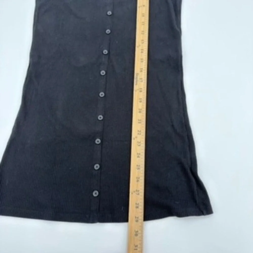 Old Navy Girls Black Ribbed Button Front Short Sleeve Dress Size L 10-12